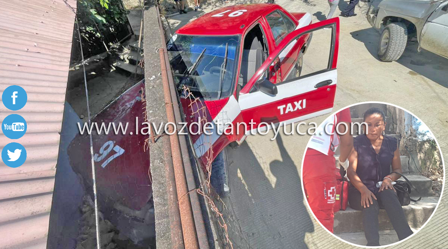 Taxi se queda sin frenos y choca contra barda perimetral - Diario La ...