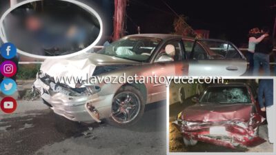 Termina prensado tras chocar de frente contra vehículo particular