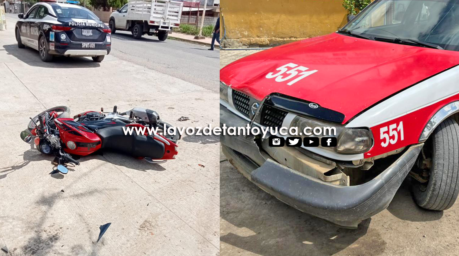 Choque entre una moto y un taxi deja un hombre lesionado - Diario La ...