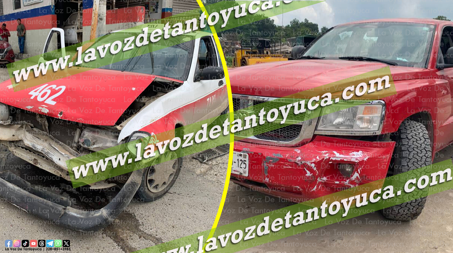 Aparatoso choque entre un taxi y una camioneta deja cuantiosos daños ...