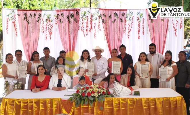 14 parejas unen sus vidas en romántico evento, en Chontla