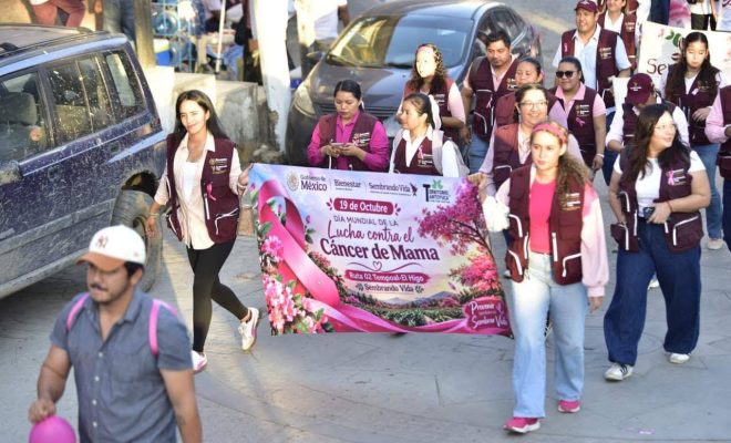 DIF Tantoyuca participa en marcha conmemorativa contra el cáncer de mama