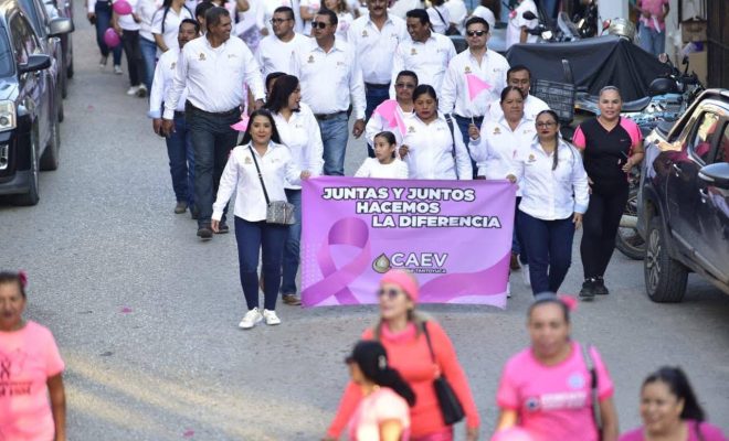 DIF Tantoyuca participa en marcha conmemorativa contra el cáncer de mama