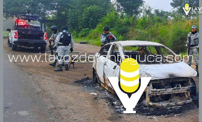 Localizan vehículo calcinado en Tantoyuca