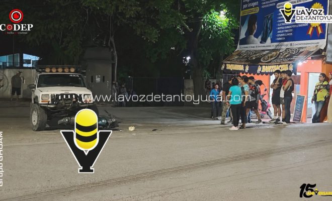 Motociclista resulta lesionado tras choque contra camioneta en Chicontepec