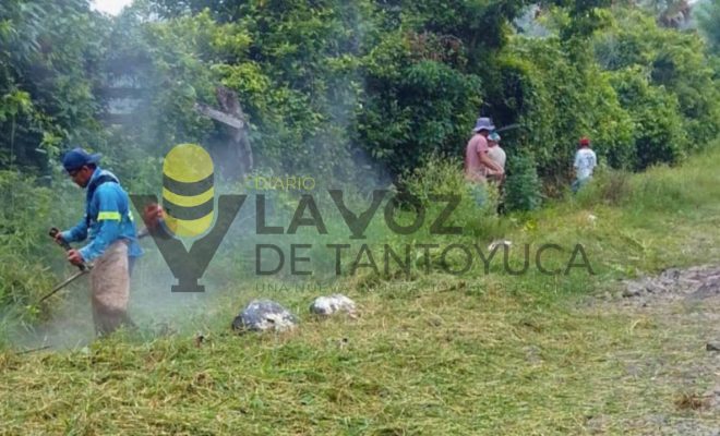 Ampliar imagen al hacer click Gobierno de Citlaltépetl fortalece el mantenimiento urbano con acciones de limpieza en La Mesa de Tlanchinol