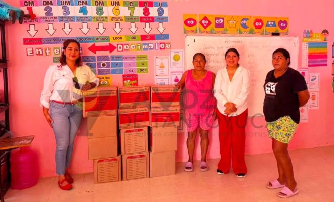 Ayuntamiento de Chontla y DIF Municipal fortalecen la alimentación escolar con entrega de insumos.