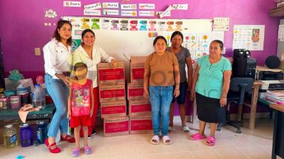 Ayuntamiento de Chontla y DIF Municipal fortalecen la alimentación escolar con entrega de insumos.