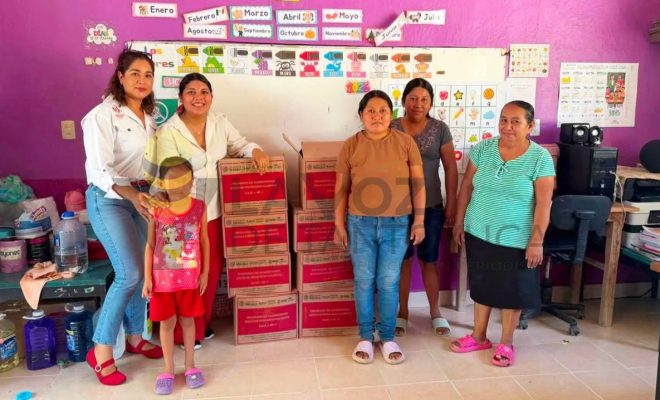 Ayuntamiento de Chontla y DIF Municipal fortalecen la alimentación escolar con entrega de insumos.