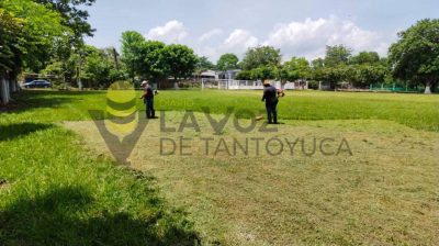 Gobierno de Chontla refuerza el cuidado de áreas verdes y espacios deportivos