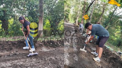 | Alcalde Jesús Olivares y Mtra. Aridai Olivares participan en labores de bacheo en acceso a Citlaltépetl