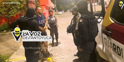 Vecinos amarran y entregan a presunto delincuente a las autoridades