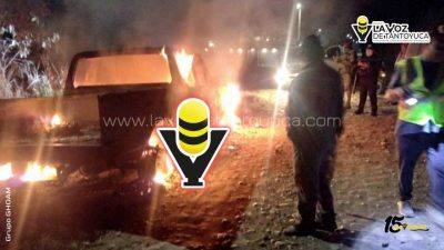 Camioneta termina completamente calcinada por corto circuito, en El Higo
