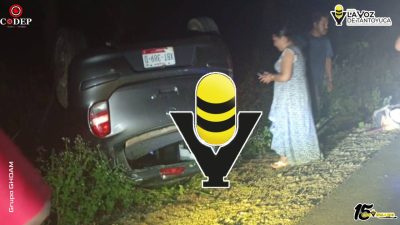 Volcadura de vehículo deja un lesionado en la México - Tampico