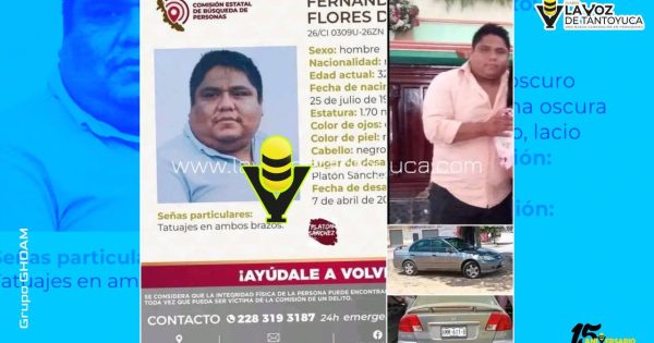 Buscan a joven desaparecido; perdieron contacto con él en Huejutla, Hidalgo
