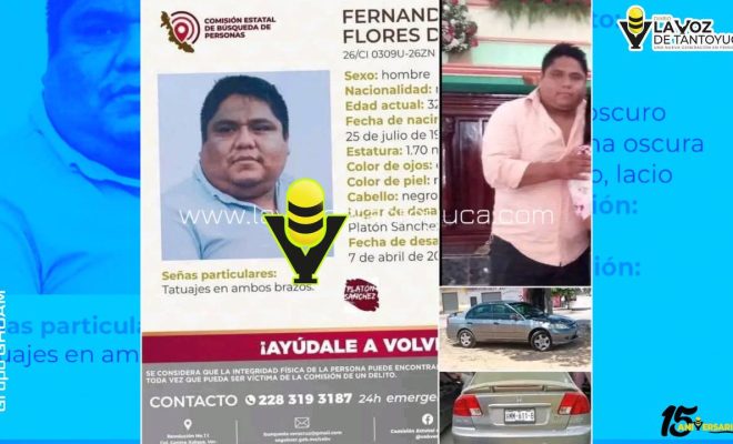 Buscan a joven desaparecido; perdieron contacto con él en Huejutla, Hidalgo