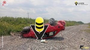Volcadura de auto compacto en la Pánuco - Tempoal deja un lesionado