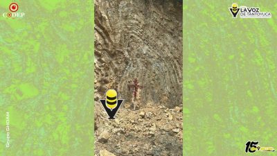 Hallan supuesta imagen de la Virgen María durante obra carretera en Aquismón