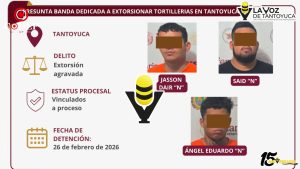 Vinculan a proceso a tres por presunta extorsión contra tortillería en Tantoyuca