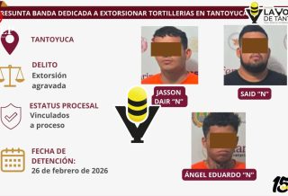 Vinculan a proceso a tres por presunta extorsión contra tortillería en Tantoyuca