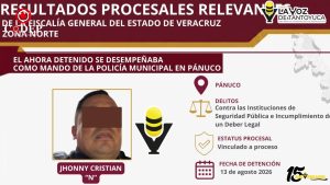 Vinculan a proceso a excomandante de la Policía Municipal de Pánuco