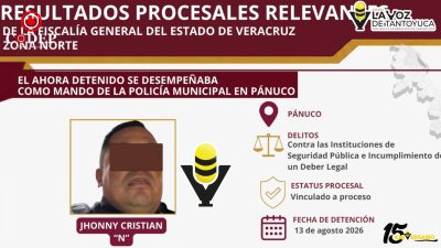 Vinculan a proceso a excomandante de la Policía Municipal de Pánuco