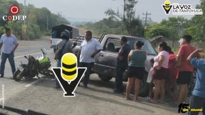 Motociclista resulta ileso tras impactarse contra camioneta en Tantoyuca