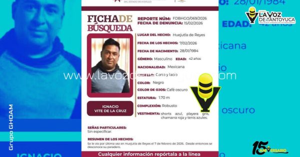 Emiten ficha de búsqueda de hombre desaparecido en Huejutla