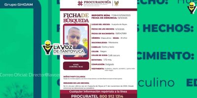 Desaparece joven en Huejutla; autoridades activan ficha de búsqueda