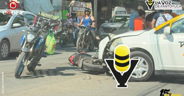 Motociclista resulta lesionado tras ser embestido por un taxi en Huejutla