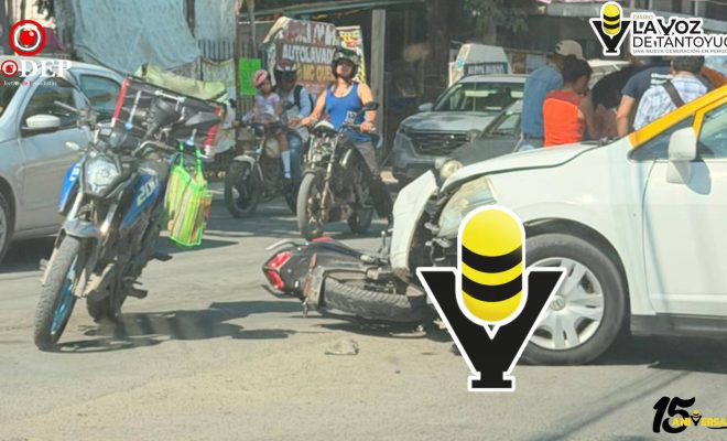 Motociclista resulta lesionado tras ser embestido por un taxi en Huejutla