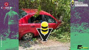 Automóvil termina entre la maleza tras salirse de la carretera Álamo - Tamazunchale