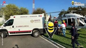 Trasladan vía aérea a abuelita por quemaduras de tercer grado, en Huejutla