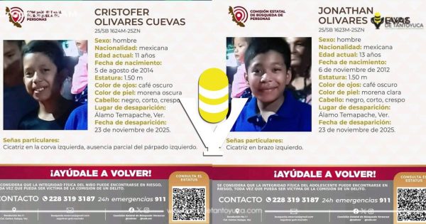 Desaparecen dos hermanitos en Álamo