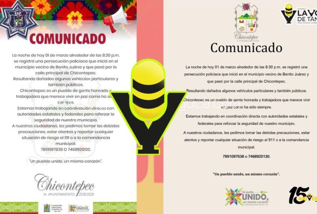 Persecución policiaca en Chicontepec deja solo daños materiales