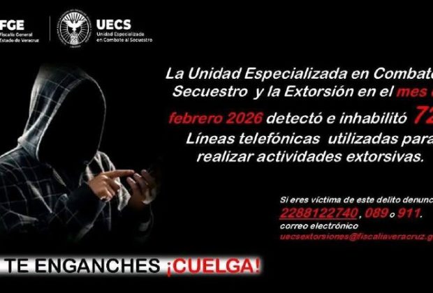 Refuerza UECS acciones contra la extorsión: 720 líneas telefónicas inhabilitadas en febrero