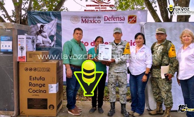 Coordinan esfuerzos en Tempoal para entregar enseres domésticos a damnificados por lluvias