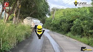 Pipa descompuesta provocó riesgo de accidente en carretera hacia Ahuateno