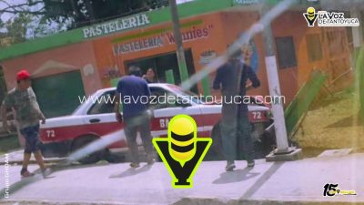 Taxista resulta ileso tras chocar contra un cerco, en Tempoal