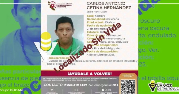 Confirman la muerte de hombre desaparecido en Poza Rica tras casi dos meses de búsqueda