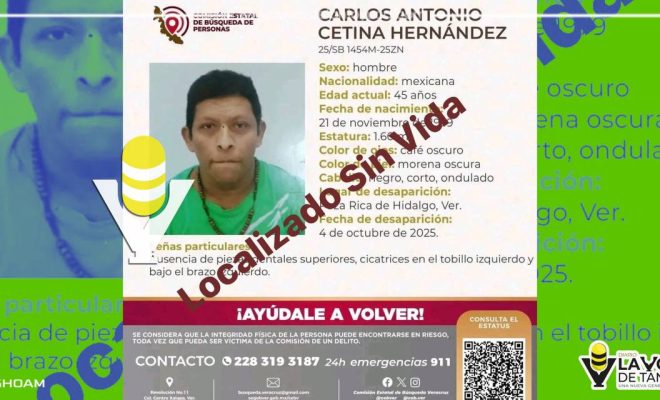 Confirman la muerte de hombre desaparecido en Poza Rica tras casi dos meses de búsqueda