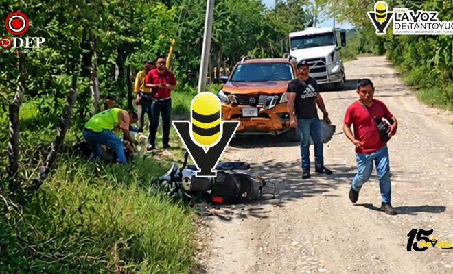 Accidente en camino de terracería deja a motociclista lesionado en Las Conchitas
