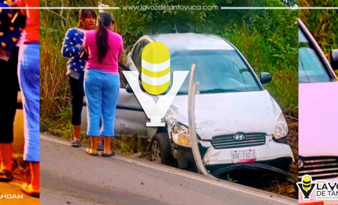 Vehículo termina fuera de la cinta asfáltica en Tepetzintla