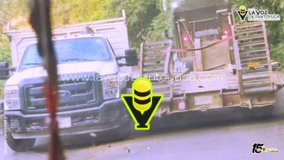 Choque entre camioneta y tráiler deja solo daños materiales