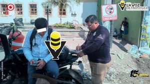 Motociclista es intervenido por circular sin casco en Tantoyuca