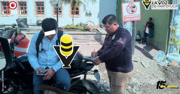 Motociclista es intervenido por circular sin casco en Tantoyuca
