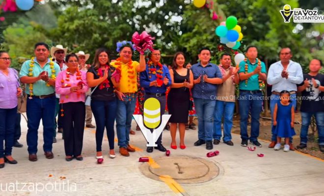 Entrega Gobierno Municipal pavimentación de calle en Cuatzapotitla, Chicontepec