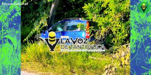 Automovilista choca contra poste tras aparatosa salida de carretera