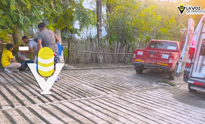 Protección Civil Municipal de Tempoal atiende a fémina lesionada en accidente de moto