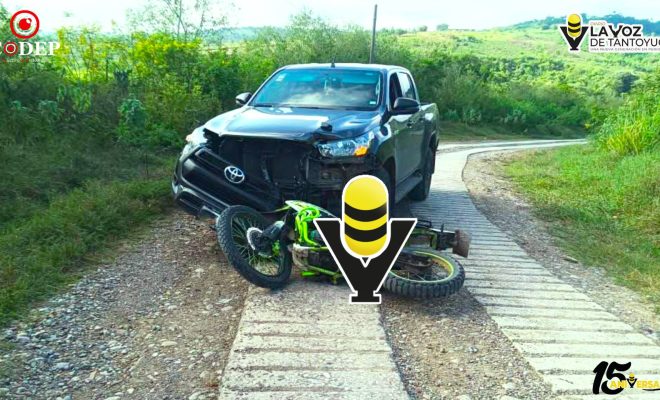 Motociclista resulta lesionado tras chocar contra camioneta en Santa Fe